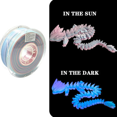 PINRUI Glow Rainbow PLA 1kg 1.75mm 3Dプリンター用の暗闇で色を変える